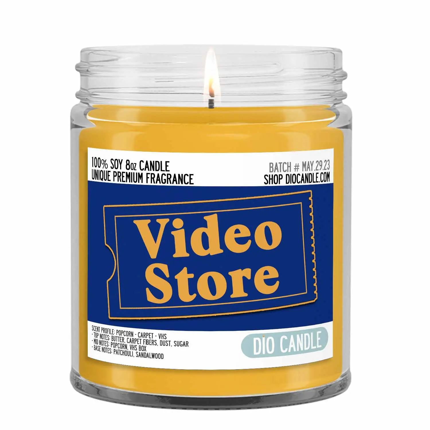 Video Store Scented Candle Smells Like  Popcorn - Carpet - VHS