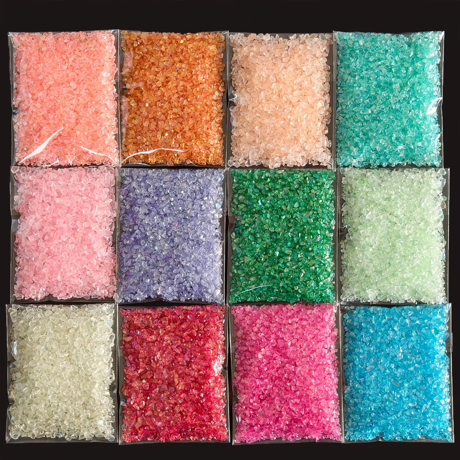 12Color Irregular Glass Glitter Pieces, Resin Craft Fillers for DIY Projects, Nail Art, Vase Decoration & Handmade Crafts, 60g Total (No Box)