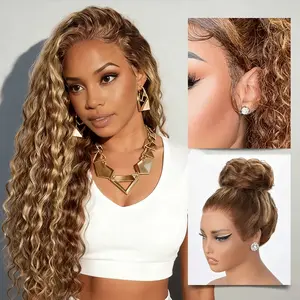 【Sunkissed Honey Blonde】18" = 16" Only $139 Summer Must Have Highlight Water Wave Pull Go 13x6 Full Skin Lace Wig Tiny Knots Glueless Wig