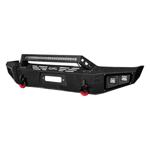 TIOYAR Steel Front Bumper Black Texture for 2005-2022 Nissan Frontier with Winch Plate LED Lights 2 x D-Rings Off-Road Performance