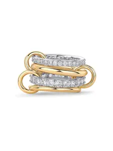 Women's Interlocking Stackable Rings, Multi-Ring Mixed Metal Stacking Jewelry, Dual-Color Cubic Zirconia Stackable Accessories