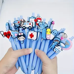 20/35pcs Medical Nurse Theme Ballpoint Pens, Random Mixed, Black Ink Pens, Cartoon Doctor Nurse Series Office Stationery Gift, Smooth Writing, Suitable for Study and Office Use, Nurse Pen, Nursing Pen, Professional Writing, Fun Pen, Novel Writing