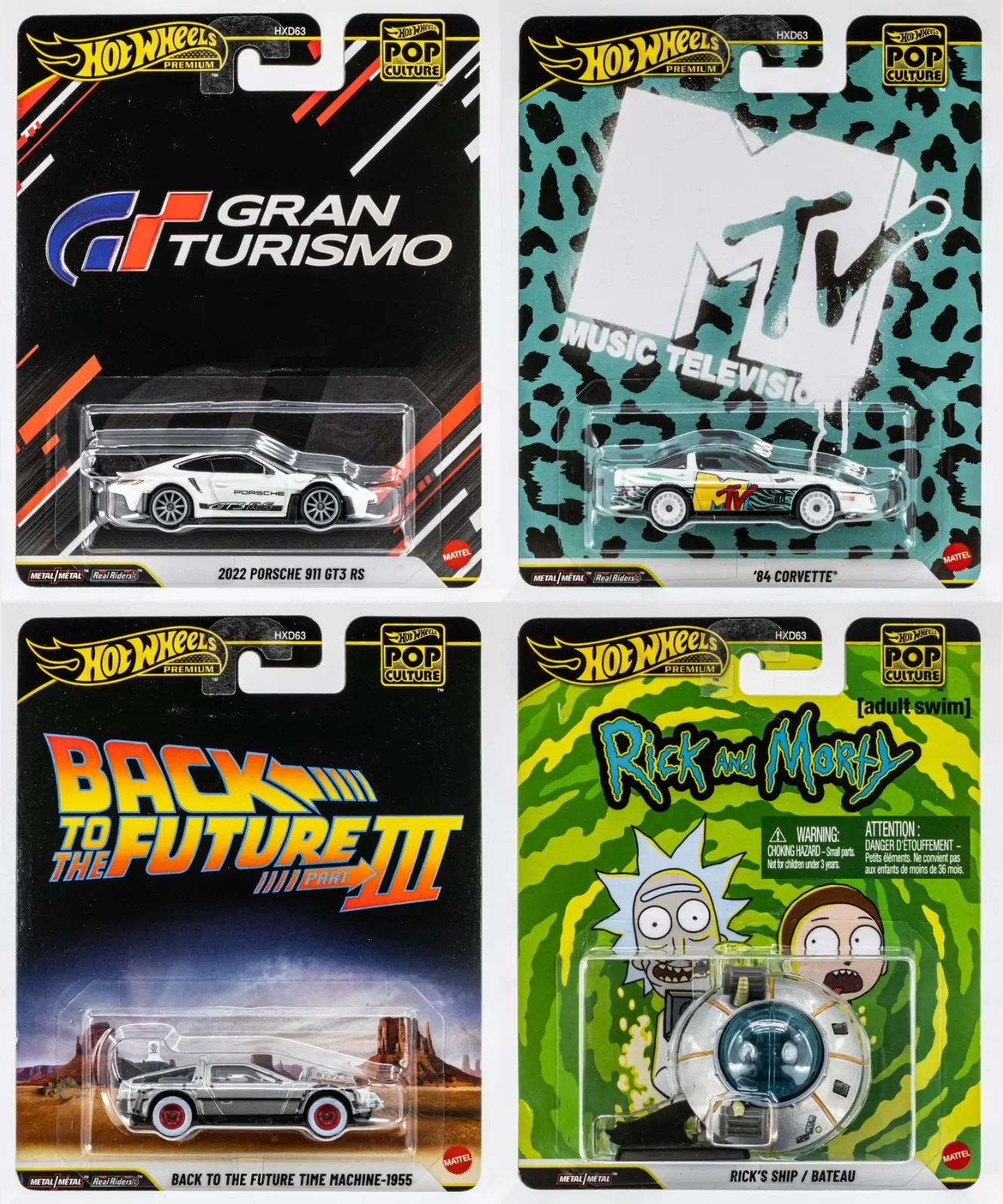 MATTEL 2026 Hot Wheels Pop Culture Mix 2 Porsche 911 GT3 RS White Corvette '84 MTV Back to the Future Time Machine Rick's Ship Light Grey Metallic