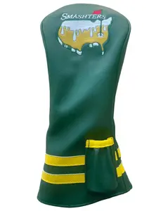 Smashters Driver Cover - Green Leather Organiser with Logo and Striped Design