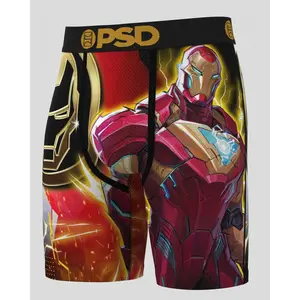 PSD Mens Marvel - Iron Man Gold Boxer Brief - Standard Length 7 Inch Inseam, Soft and Breathable Poly Blend Fabric