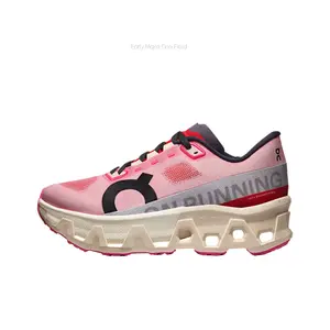 Pink High-Performance Cushioned Running Shoes, Large-Scale Hollow Cloud Outsole with Engineered Mesh Upper Design