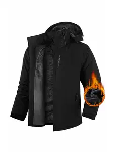 Men's Mountaineering Waterproof Snow Jacket Winter Windproof Coat Hooded Parka Outdoor Exploration Equipment cotton-padded jacket  warm fleece jacket  short winter  snow   removable hood snowboarding solid color denim jacket collar coat