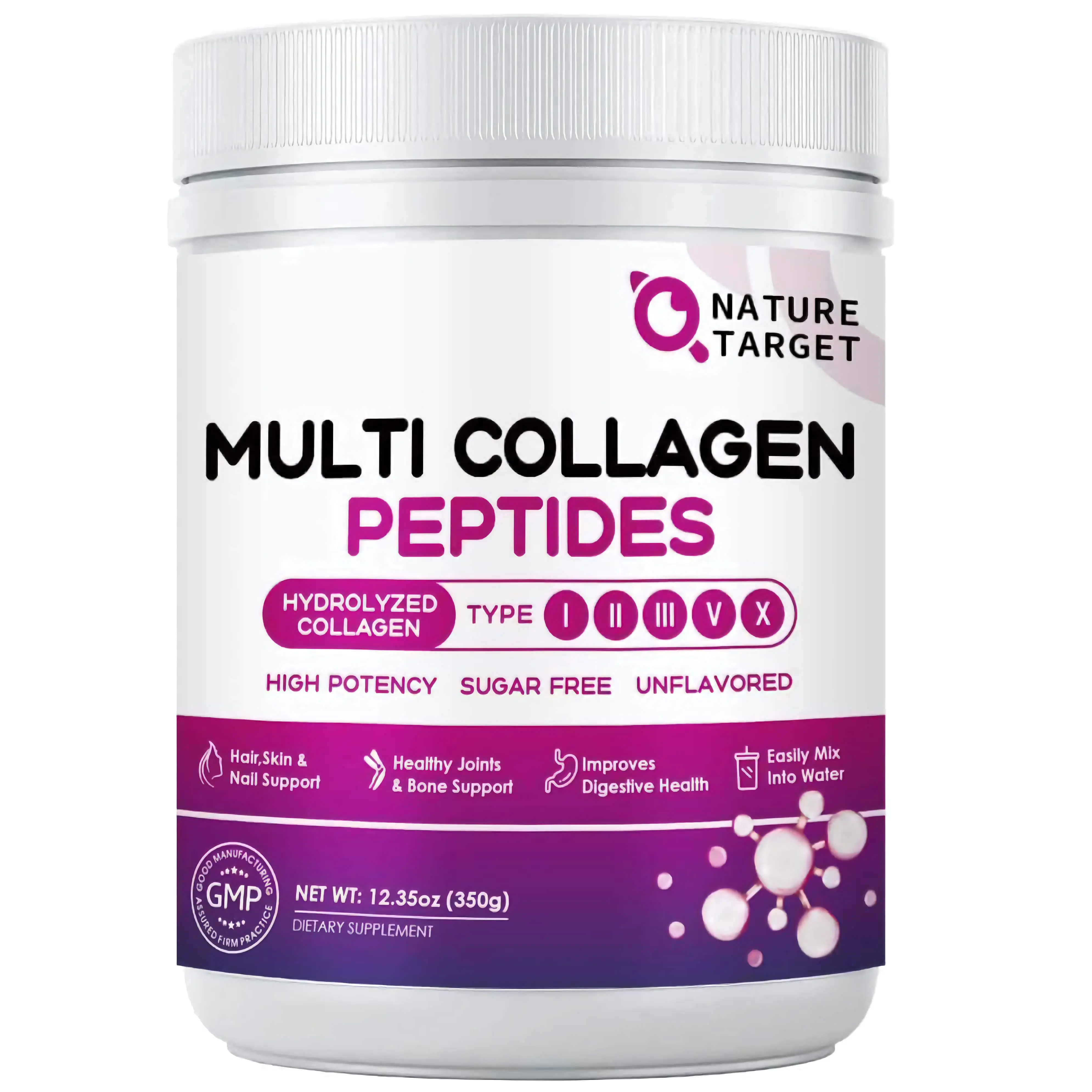 Nature Target Multi Natural Hydrolyzed Collagen Peptides Powder for Women Healthcare Dietary Beauty Protein Supplement