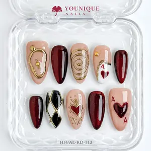 Younique Nails | 10PCS 100% Handmade Press-On Nails | Reusable Colorful Art acrylic stylish 3D