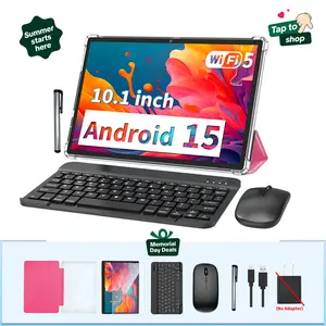【TikTokShopmemorialday】PYNAREL 10.1 Inch Android 15 Tablet, Wireless Set with Keyboard, Mouse, Case, Stylus, 64GB ROM, Dual Camera
