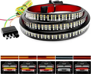 Nilight TR-03 Row 60" Triple 504 LEDs Truck Tailgate Side Bed Light Bar Strip Sequential Amber Brake Running Turn Signal Red/White  Automotive Lightbar