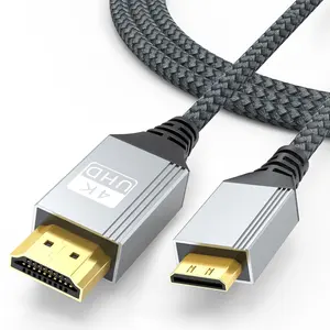 Mini HDMI to HDMI Cable 6Ft, HDMI to Mini HDMI Cable for Portable Monitor 4K@60Hz HDMI Mini to HDMI 2.0 Cord Type C to A Adapter 2K@120Hz,1080P Support Camcorder, Camera, Laptop, HDTV, Graphics