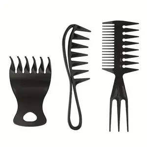 3-Piece Hair Styling Comb Set, Textured Comb, Triple Comb, Dual-Sided Brush, Wide-Tooth Shaping Tool, Ideal for Long, Thick, Curly Hair, Salon Use