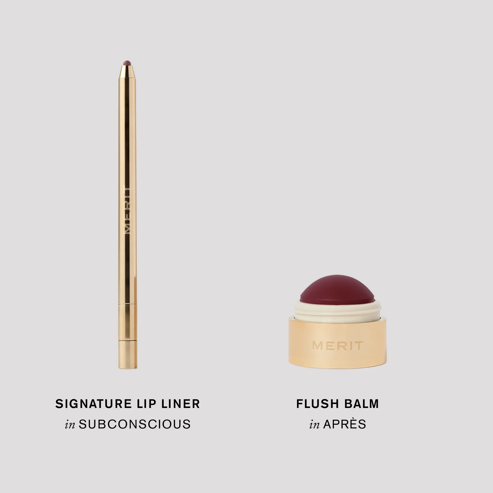 MERIT The Cool Plums - Signature Lip Liner in Bauhaus & Flush Balm in Postmodern