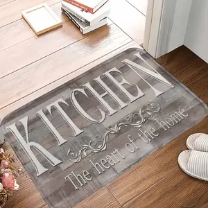 Premium Non-Slip Thick Rustic Wood Plank Kitchen Mat with Elegant Floral Scroll Detail, Farmhouse Style, Durable Decorative Mat, Easy-to-Clean, Ideal for Home Decor and Restaurant Use
