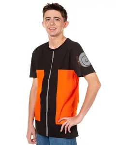 Naruto Uzumaki Shirt Men's Clan Symbol Costume Cosplay Anime Short Sleeve Tee