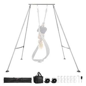 Aerial Silk Triangular Frame Gymnastics Equipment with Adjustable Gymnastics Bar, 310 lbs Load Capacity, Height-Adjustable Aluminum Legs, Stainless Steel Top Bar for Yoga, Pull-Up Use