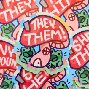 Pronoun Frog Mushroom House Stickers!