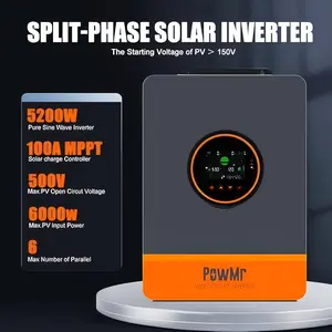 5200W Solar Inverter 48Vdc to 110Vac, Split-Phase Inverter Built-in 100A MPPT Controller | Max.PV Input 6KW 500VOC | Support 6 Units Parallel and Batteryless Run fathersdaygiftideas