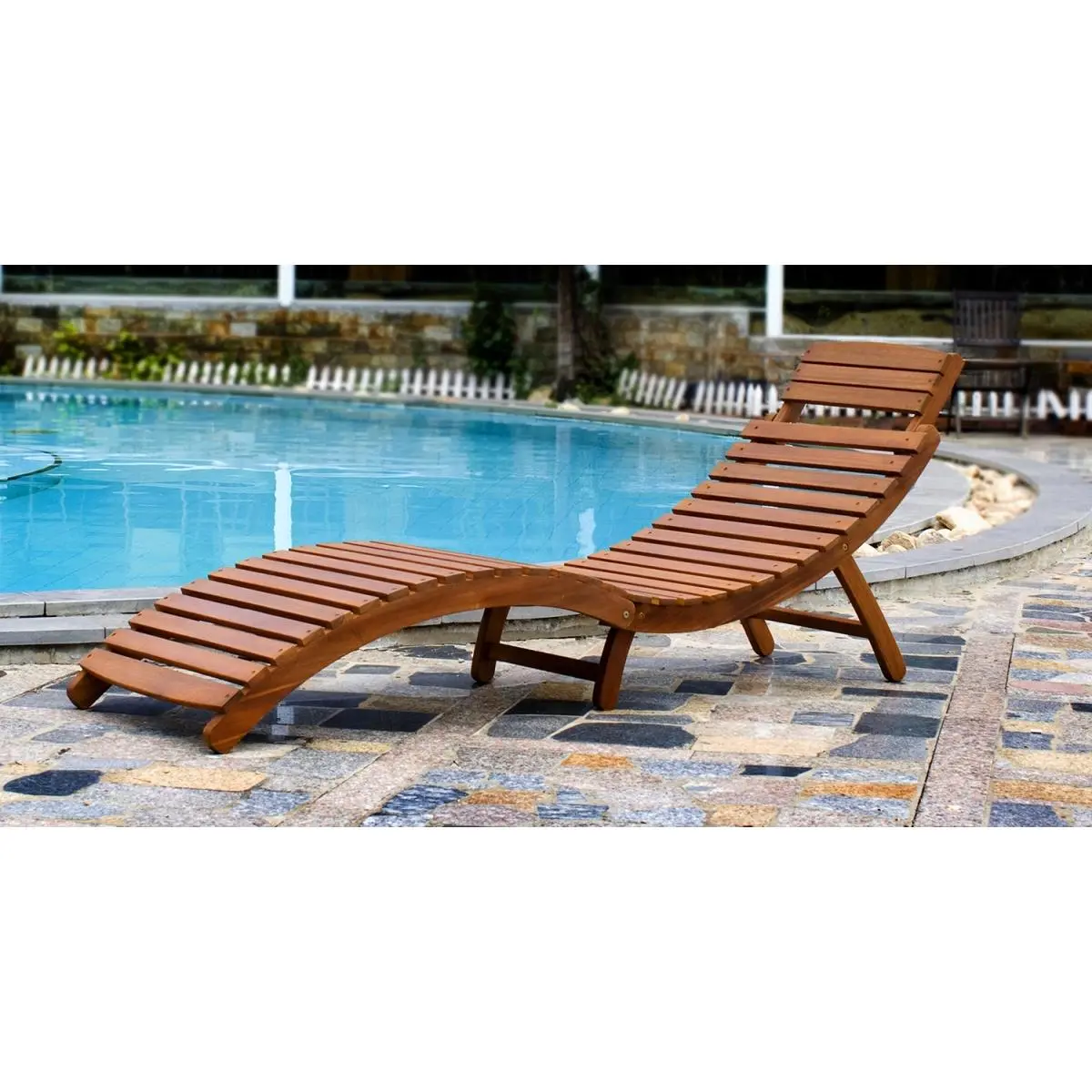 212 MAIN Curved Folding Chaise Lounger - Reclining Design, Tanning Pool Use, Sunbathing Option, Foldable Outdoor Patio Furniture Chair, Tanning Pool Lounger, Reclining Lounger