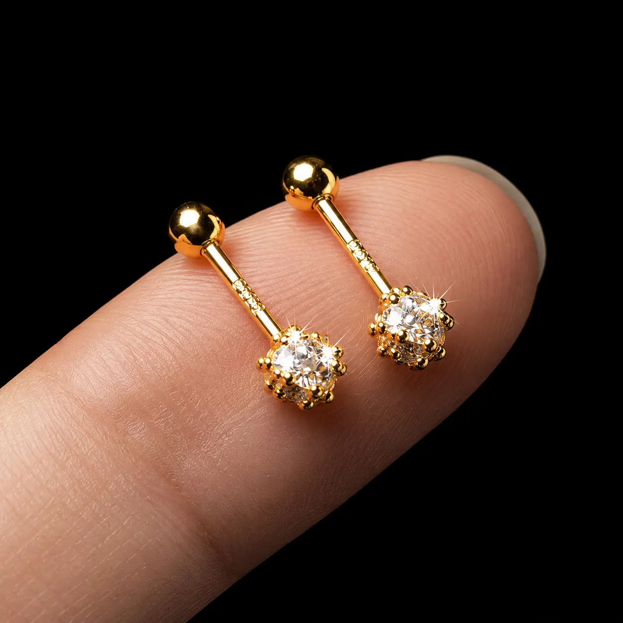 [VA RA] S925 Silver Post Screw-Back CZ Flower Cluster Stud Earrings for Women - Tiny Size Sparkling Ear Jewelry, Cartilage Fit for Helix, Tragus, Ear Bone, Earring Stack, Everyday Wear Birthday Anniversary Gift