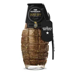 The General’s Hot Sauce  Dust Off, 6 oz – A Mildly Spicy, All-Purpose Seasoning - Grenade-Shaped Bottle – Spicy All-Natural Pepper Blend, Veteran-Owned