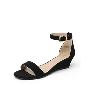 Dream Pairs Ankle-Strap Low-Wedge Sandals – Buckle Closure, Padded Insole, Summer Everyday Style