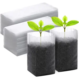 200 PCS 5.5"x6.3" Non-Woven Biodegradable Nursery Bags, Breathable Planting Container for Home Garden Tree, Flower Seedling Pouch Supplies