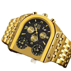 Pilot 1963 Watch Dial 50 MM Diameter Quartz Dual Time Zone men Watches Unique Personality Cool Small Square Tough Guy Watch