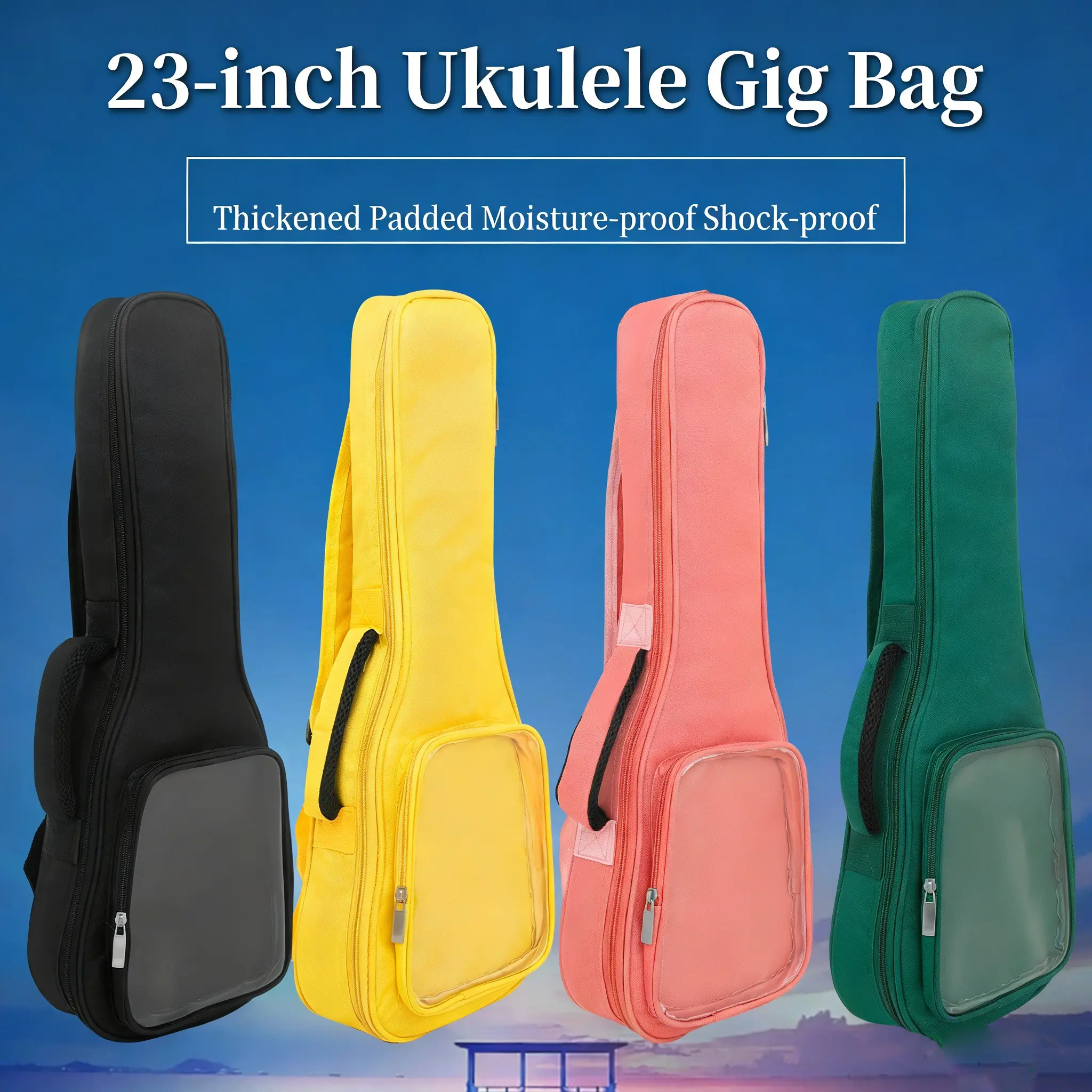 Irin 23 Inch Transparent Side Pocket Ukulele Guitar Bag, Cotton Waterproof Case, Small Guitar Protection Cover, Durable Musical Instrument Accessory