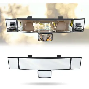 Clip on 15 Inch Panoramic Rearview Mirror Extender with Baby Mirror Wide Angle for Truck and SUV White