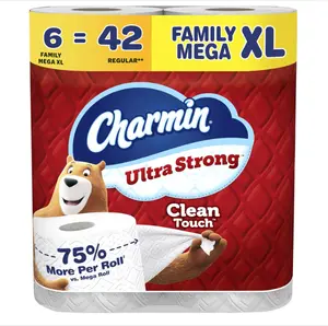 Strong Clean Touch Toilet Paper, 6 Family Mega XL Rolls = 42 Regular Rolls