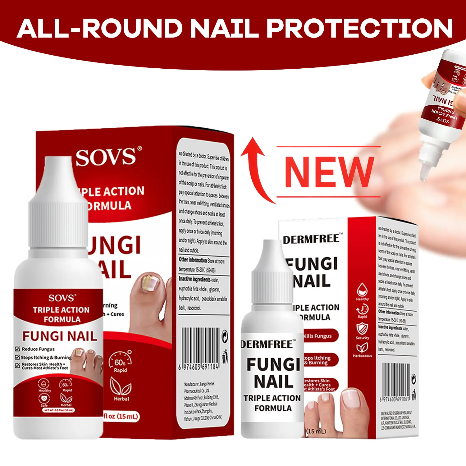 SOVS Extra Strength Toenail Fungus Treatment, Antifungal Solution for Toenails & Fingernails, Triple Action Formula to Remove Fungus, Repair Damaged Nails, 0.5 Fl Oz Healing Natural Therapeutic Nail Care，#DealsForYouDays