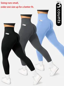 Women's Solid High-Waist Pocket Sports Leggings, Sporty Comfy Breathable Skinny Pants for Yoga Gym Workout, Ladies Sportswear for All Seasons, High Waist Activewear, Gym Fitness Leggings, Tight Leggings, Gym Sportswear Bottoms