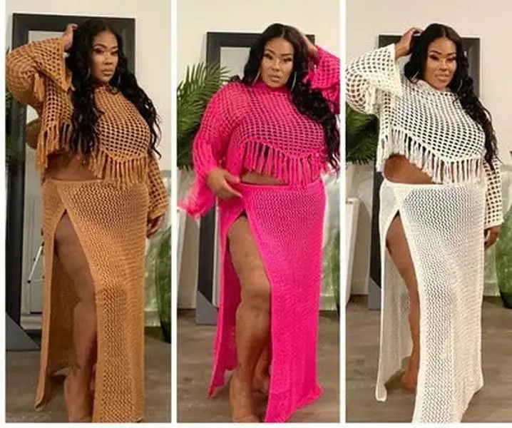 PLUS SIZE 2-PIECE CROCHET SET-