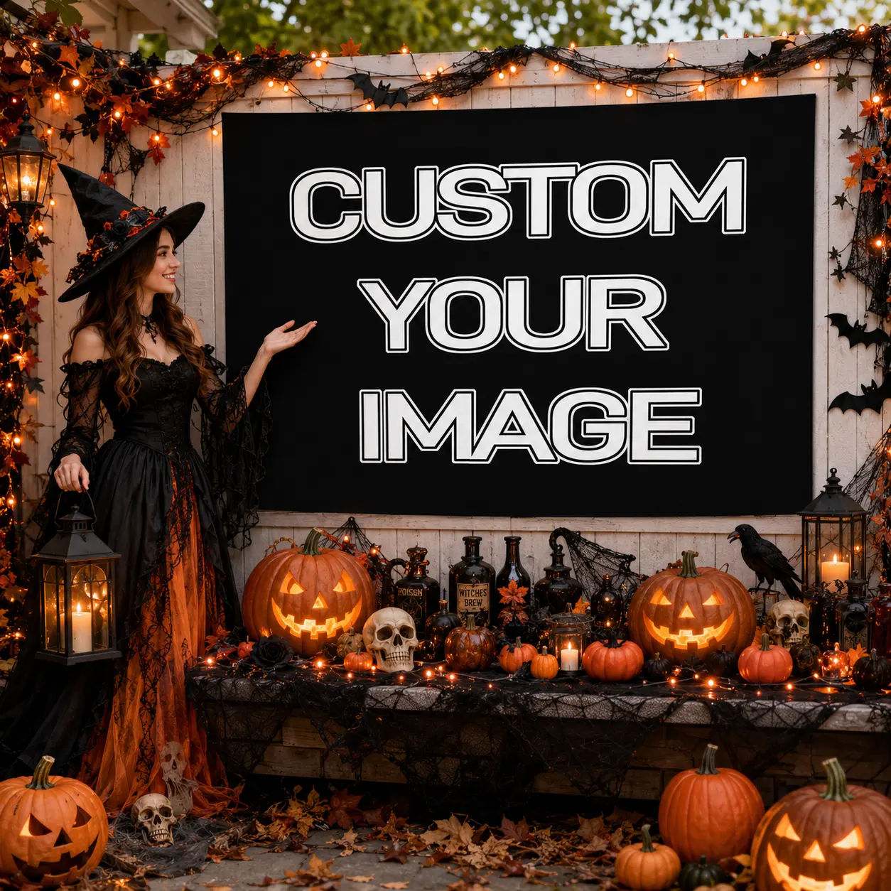 Custom Halloween Photo Backdrop, Personalized Picture Wall Tapestry for Party Decor and Photo Booth