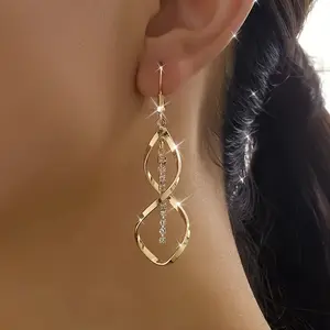 Elegant Eternal Love Teardrop Dangle Earrings for Women - Gold-Tone Alloy, Iron Hook, Daily Occasion Jewelry, Everyday Earrings |   Teardrop Dangle Earrings |   Dangle Earring