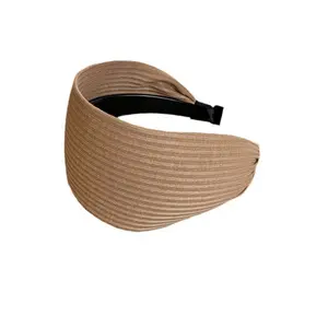 [Live Benefit] OQ HAIR New Autumn & Winter Retro Ribbed Knit Headband Wide Design Face Slimming Fashion All-Match Hair Hoop for Women