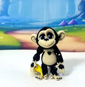 3D Printed Monkey, Articulated Fidget Toy, Poseable Monkey Articulated Toy, Fun Jungle Animal - AM001-BLACK