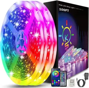 100ft LED Strip Lights Bluetooth Smart App Control Music Sync Color Changing RGB LED Light Strip with Remote for Bedroom Decor USA