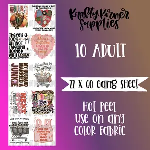 Thrifting DTF Transfer Gang Sheet, 22 x 60