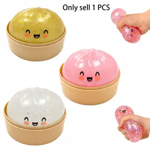 Glitter Dumpling Squishy, Dumpling Squishies, Anxiety Squishies, Fidget Cube Stress Relief, Soft Bun Stress Relief Fidget Toy, Fun Desk Decor & Mystery Gift for Teens & Adults
