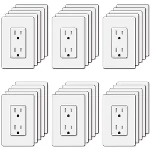 30 Pack 15 Amp Decorator Wall Outlet, 15A Standard TR (Tamper Resistant) Receptacle, Screwless Wall Included, and Residential Use, UL Listed, White