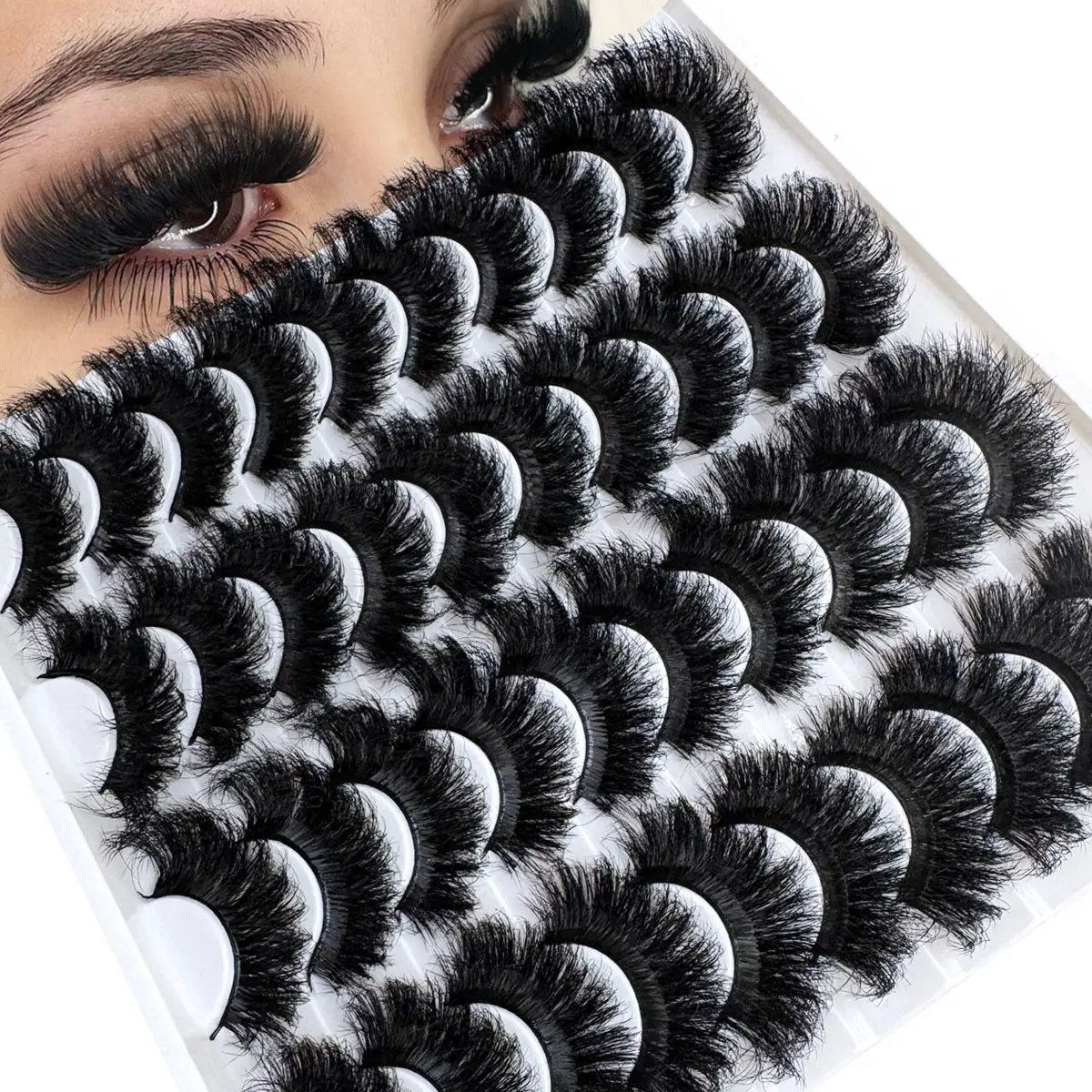 20 Pairs Fluffy Thick Russian Strip Lashes, DD Curl Faux Mink Lashes, Long-Lasting Natural-Looking Eyelashes, DIY Dramatic Lashes, Mixed Length, D Curl, DIY False Eyelashes, Voluminous False Eyelashes, Volume Eyelashes, Eyelashes Set
