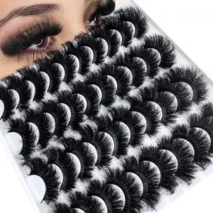 20 Pairs Fluffy Thick Russian Strip Lashes, DD Curl Faux Mink Lashes, Long-Lasting Natural-Looking Eyelashes, DIY Dramatic Lashes, Mixed Length, D Curl, DIY False Eyelashes