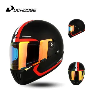 UCHOOSE Gloss Black DOT-Certified Flip-Up Full-Face Motorbike Helmet with Open-Face Sun Shield for Street Dirt Bike, Off-Road Use