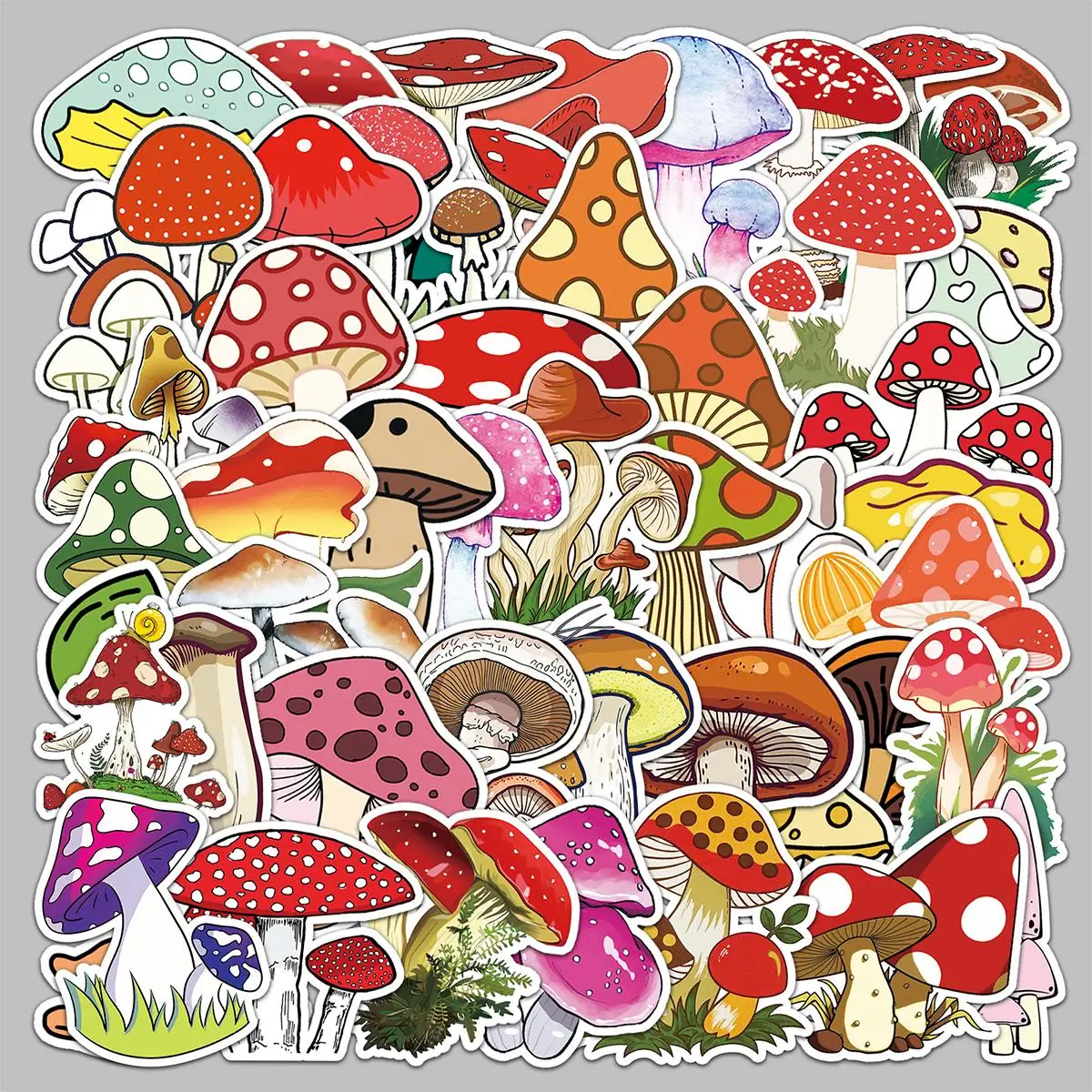 Mushroom Pattern Stickers, 50pcs Creative Multi-purpose Index Dividers, Anime Naughty Stickers For DIY Craft & Journal Decoration