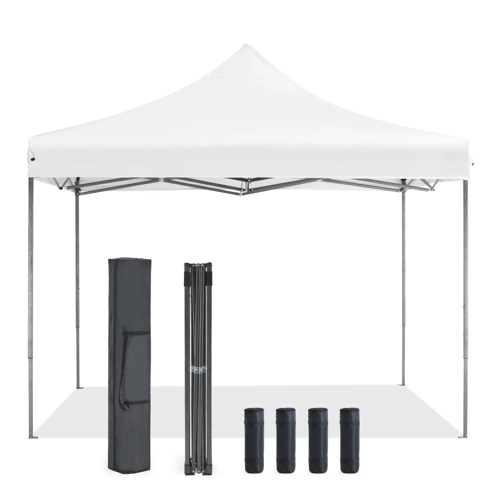 Sweetcrispy 10x10 Pop Up Canopy, Easy Setup Instant Outdoor Canopy with Vented Top and Wheeled Bag, White Sweetcrispy 10x10 Pop Up Canopy, Easy Setup Instant Outdoor Canopy with Vented Top and Wheeled Bag, White