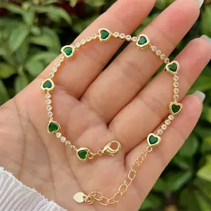 Emerald Heart Zircon Diamond Bracelet