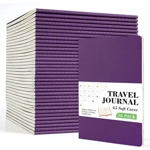 36 Pack Soft Cover Journal Bulk, Lined Blank Travel Journal for Women Men Writing, Notebooks College Ruled for Work, Note Taking Notebook School Business Supplies, 8.2" x 5.5", A5, Dark
